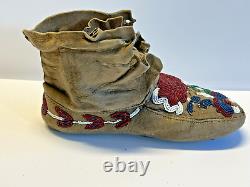 Antique Native American Indian Beaded Moccasins 1890's to 1920s Lot D