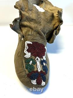 Antique Native American Indian Beaded Moccasins 1890's to 1920s Lot D