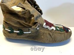 Antique Native American Indian Beaded Moccasins 1890's to 1920s Lot D