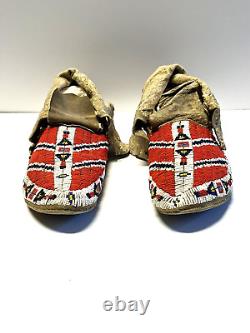 Antique Native American Indian Beaded Moccassins 1880's to 1910