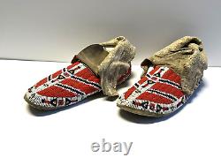 Antique Native American Indian Beaded Moccassins 1880's to 1910