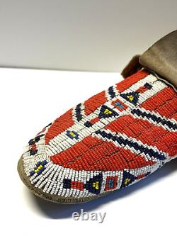 Antique Native American Indian Beaded Moccassins 1880's to 1910