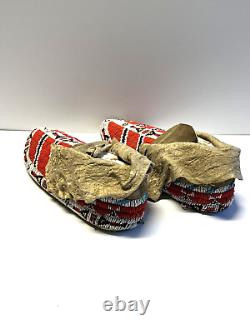 Antique Native American Indian Beaded Moccassins 1880's to 1910