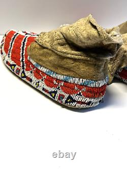 Antique Native American Indian Beaded Moccassins 1880's to 1910