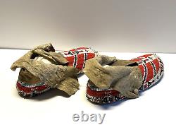 Antique Native American Indian Beaded Moccassins 1880's to 1910