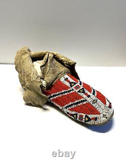 Antique Native American Indian Beaded Moccassins 1880's to 1910