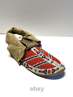 Antique Native American Indian Beaded Moccassins 1880's to 1910