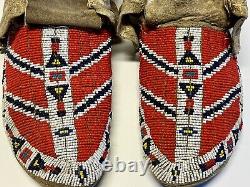 Antique Native American Indian Beaded Moccassins 1880's to 1910