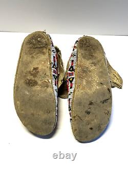 Antique Native American Indian Beaded Moccassins 1880's to 1910