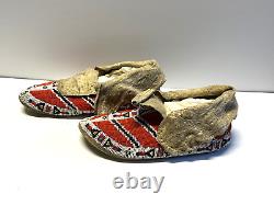 Antique Native American Indian Beaded Moccassins 1880's to 1910