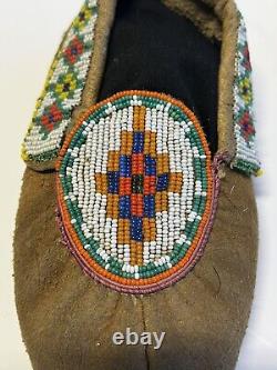 Antique Native American Indian Beaded Woman Moccasins 1880's to 1910s Lot A1