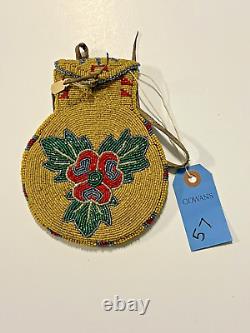 Antique Native American Indian Fully Beaded Animal Rawhide Pouch 1880s-1900s