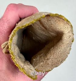 Antique Native American Indian Plains Bead Beaded Hide Pouch Bag Nebraska 1909
