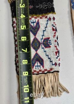 Antique Native American Indian Plains Bead Beaded Hide Pouch Bag Nebraska 1909