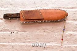 Antique Native American Indian Trade Dagger Bowie Knife, Beaded Sheath 15