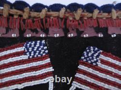 Antique Native American Iroquois Beaded Bag Double Sided American Flags 1914