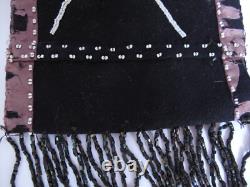 Antique Native American Iroquois Beaded Bag Double Sided American Flags 1914