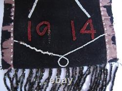 Antique Native American Iroquois Beaded Bag Double Sided American Flags 1914