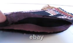 Antique Native American Iroquois Beaded Bag Double Sided American Flags 1914