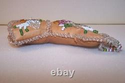 Antique Native American Iroquois Beaded Boot Pin Cushion 1900's with display cas