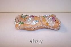 Antique Native American Iroquois Beaded Boot Pin Cushion 1900's with display cas