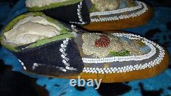 Antique Native American Iroquois Beaded Moccasins Superb Condition