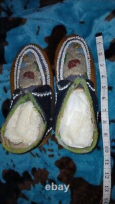 Antique Native American Iroquois Beaded Moccasins Superb Condition