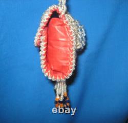 Antique Native American Iroquois Heavily Beaded Bag Whimsy Sewing Purse