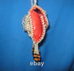 Antique Native American Iroquois Heavily Beaded Bag Whimsy Sewing Purse
