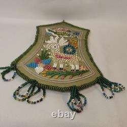 Antique Native American Iroquois or Mohawk beaded silk and velvet whimsy bag