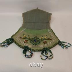 Antique Native American Iroquois or Mohawk beaded silk and velvet whimsy bag