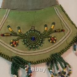 Antique Native American Iroquois or Mohawk beaded silk and velvet whimsy bag