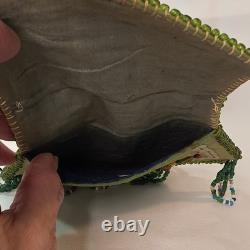 Antique Native American Iroquois or Mohawk beaded silk and velvet whimsy bag