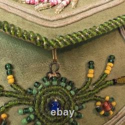 Antique Native American Iroquois or Mohawk beaded silk and velvet whimsy bag