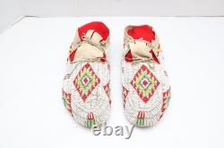 Antique Native American Lakota SIOUX Old Plains FULLY Beaded Moccasins 9.75