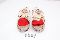 Antique Native American Lakota SIOUX Old Plains FULLY Beaded Moccasins 9.75