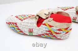 Antique Native American Lakota SIOUX Old Plains FULLY Beaded Moccasins 9.75