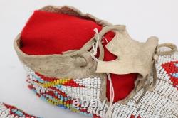 Antique Native American Lakota SIOUX Old Plains FULLY Beaded Moccasins 9.75