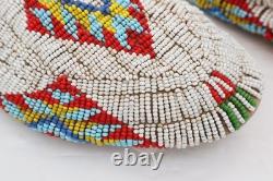 Antique Native American Lakota SIOUX Old Plains FULLY Beaded Moccasins 9.75