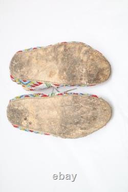 Antique Native American Lakota SIOUX Old Plains FULLY Beaded Moccasins 9.75