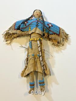 Antique Native American Lakota (Sioux) Indian Beaded Doll 18 Inches Late 1800s