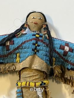 Antique Native American Lakota (Sioux) Indian Beaded Doll 18 Inches Late 1800s