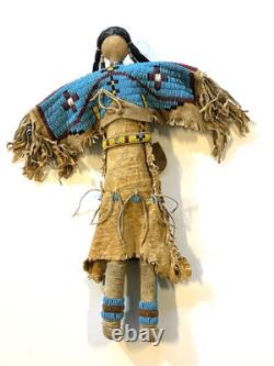 Antique Native American Lakota (Sioux) Indian Beaded Doll 18 Inches Late 1800s