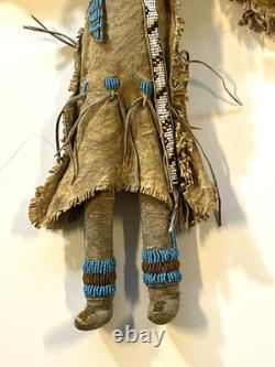 Antique Native American Lakota (Sioux) Indian Beaded Doll 18 Inches Late 1800s