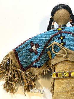 Antique Native American Lakota (Sioux) Indian Beaded Doll 18 Inches Late 1800s