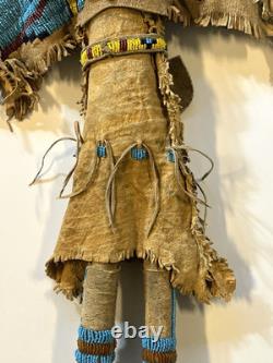 Antique Native American Lakota (Sioux) Indian Beaded Doll 18 Inches Late 1800s