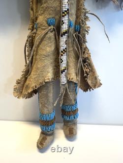 Antique Native American Lakota (Sioux) Indian Beaded Doll 18 Inches Late 1800s