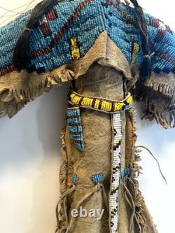 Antique Native American Lakota (Sioux) Indian Beaded Doll 18 Inches Late 1800s