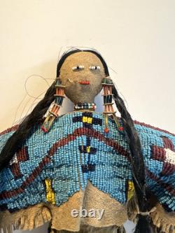 Antique Native American Lakota (Sioux) Indian Beaded Doll 18 Inches Late 1800s