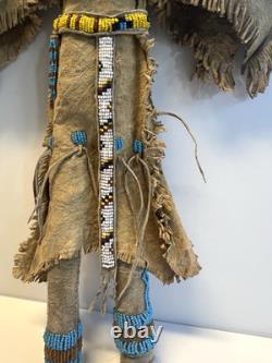 Antique Native American Lakota (Sioux) Indian Beaded Doll 18 Inches Late 1800s